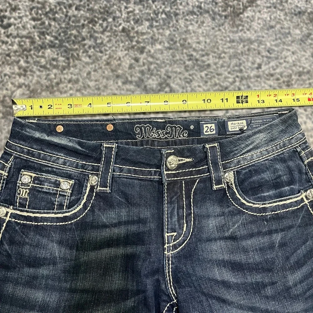 Miss Me Jeans Womens 26 (29x31) Blue Easy Boot Cut Low Rise Flare Rhinestone Y2K